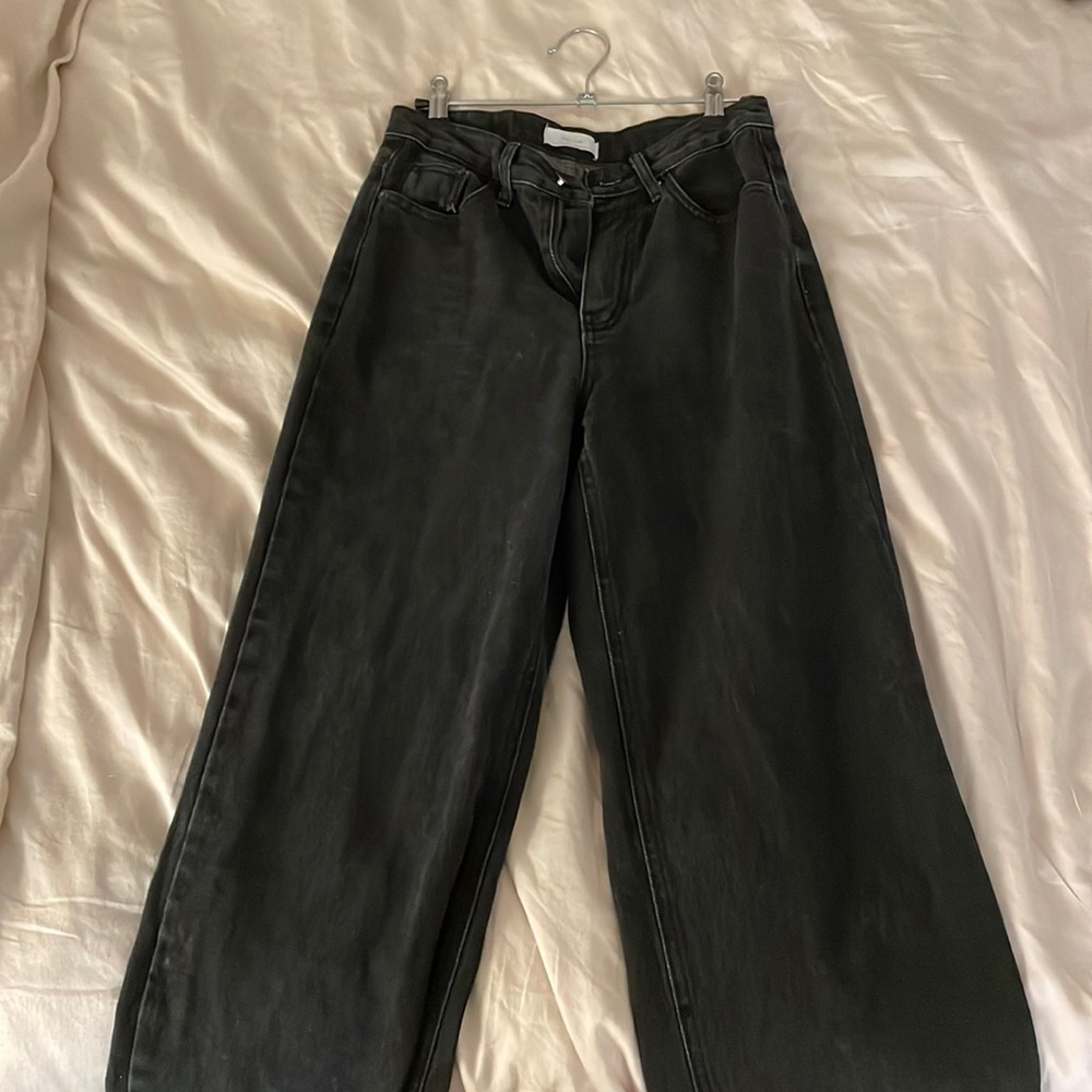Oak and fort black grey wide leg jeans high rise